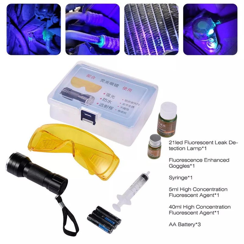Oil Leak Detection Kit, Coolant Leak Detection Kit With Uv Protective Glasses, Engine Oil CoolantLeak DetectingKit Tools, Ac System Refrigerant LeakDetection Dye Set DetectorTool, Car Accessories - Image 2